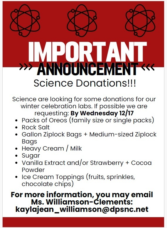 Science Donations Needed