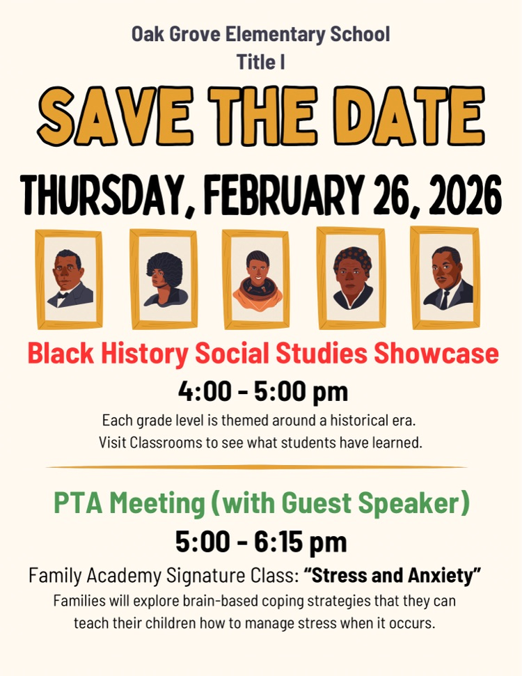 black history showcase and PTA Meeting February 26