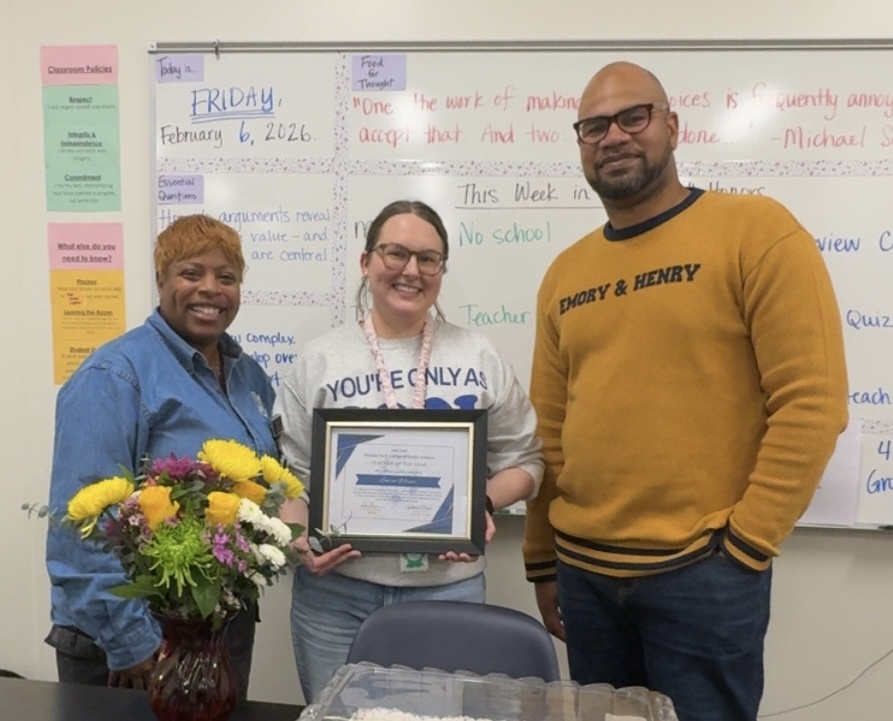 Laurin Werner with Ms. Jahara Davis and Principal Joshua Brown