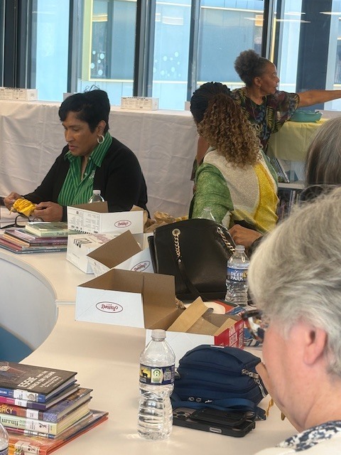 Pictures of students, staff and Triangle Links at our first Women's History Book Study 