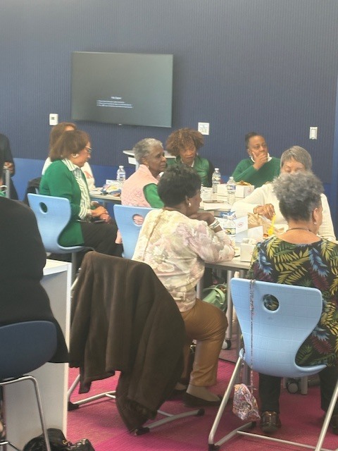 Pictures of students, staff and Triangle Links at our first Women's History Book Study 