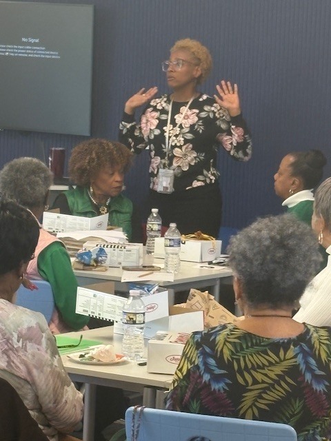 Mrs. Munn facilitating the Women's History Book Study