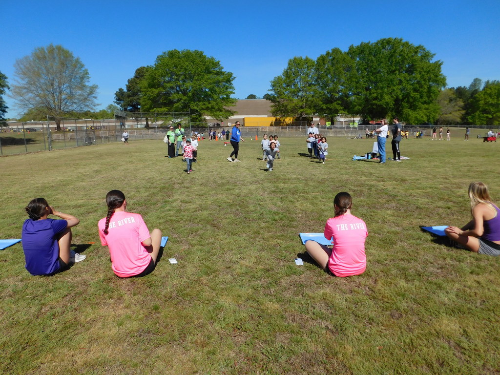 students running relay race
