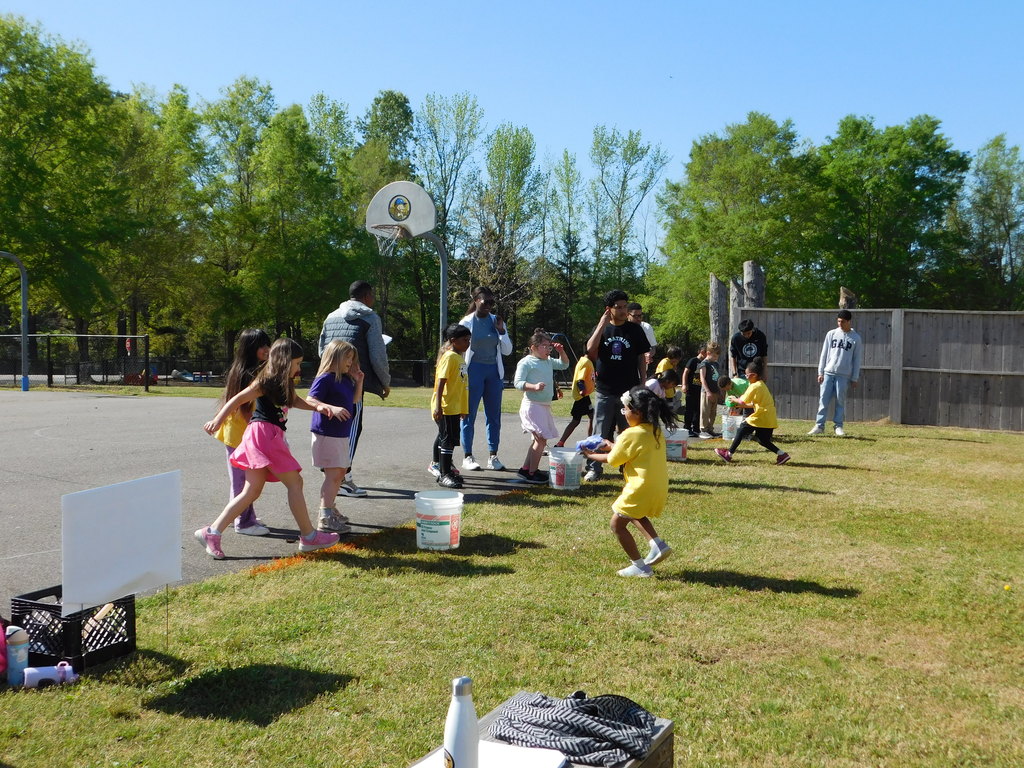 students enjoying water play