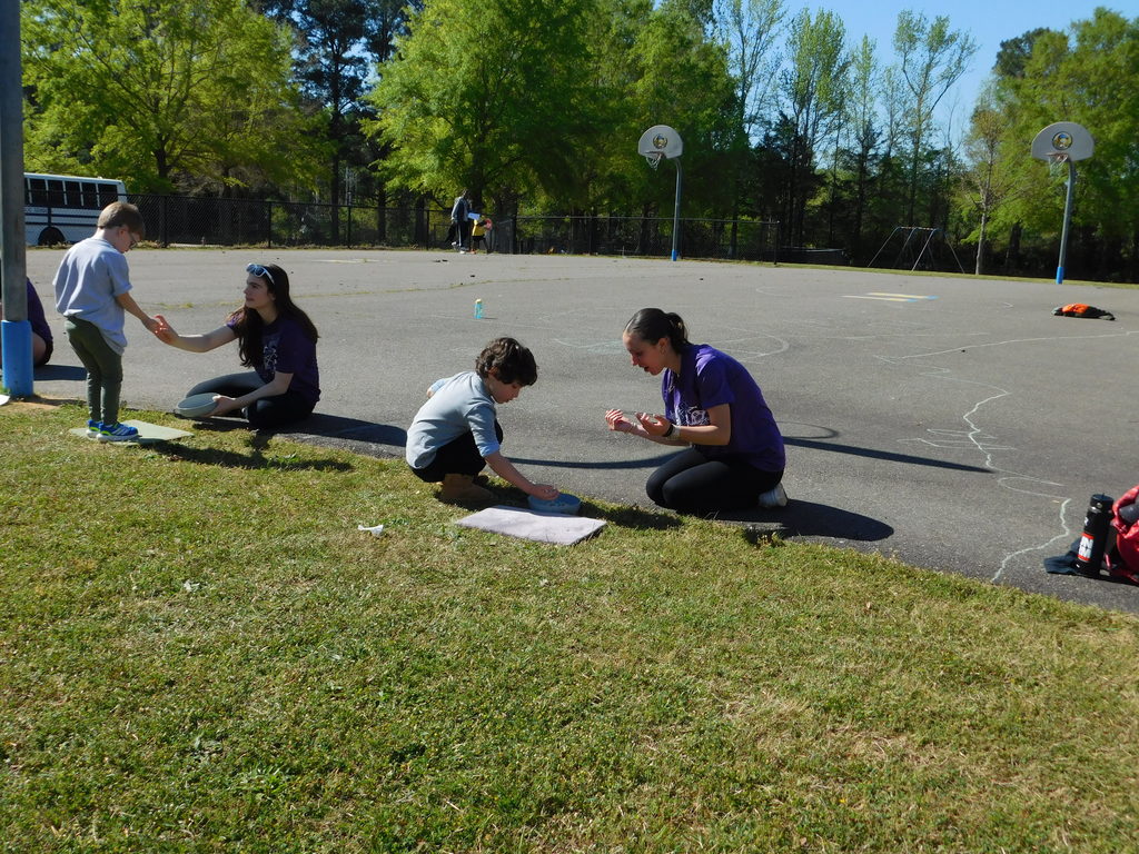 students counting rocks