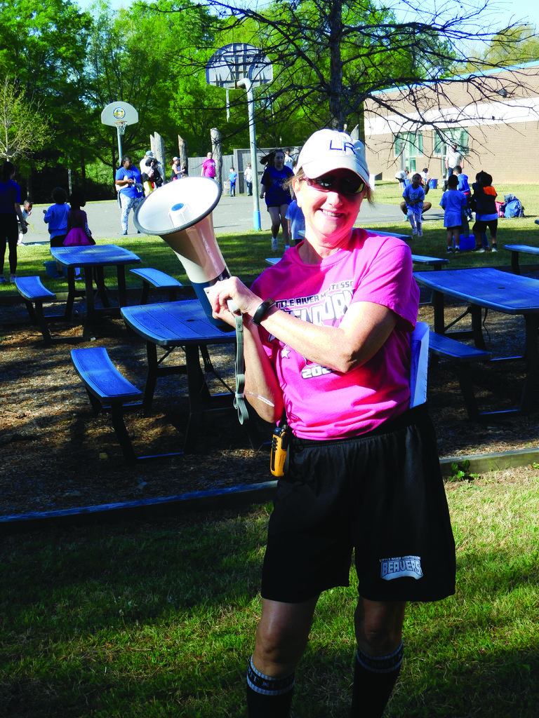 Ms. Neil with a megaphone