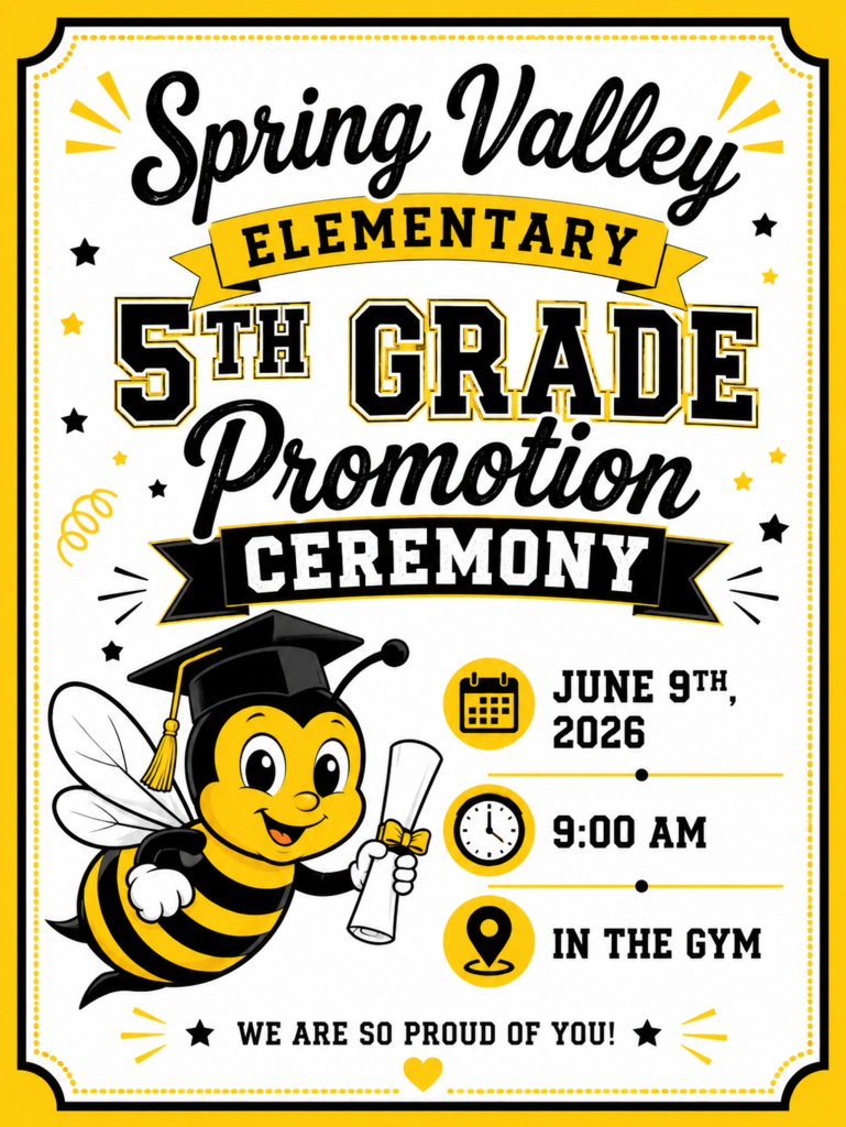 5th grade graduation bee holding a diploma 