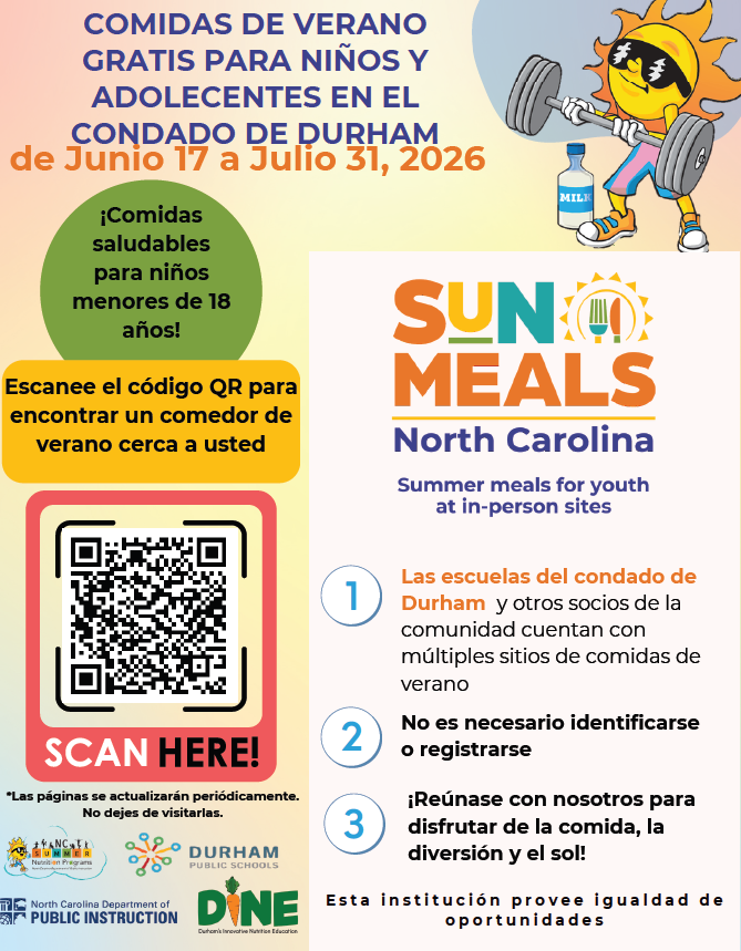 Comidas de verano gratis para niños y jovenes menores de 18 años. 17 de junio al 31 de julio del 2026. Escanee el código QR para encontrar una ubicación cerca de usted. No es necesario identificarse o registrarse.