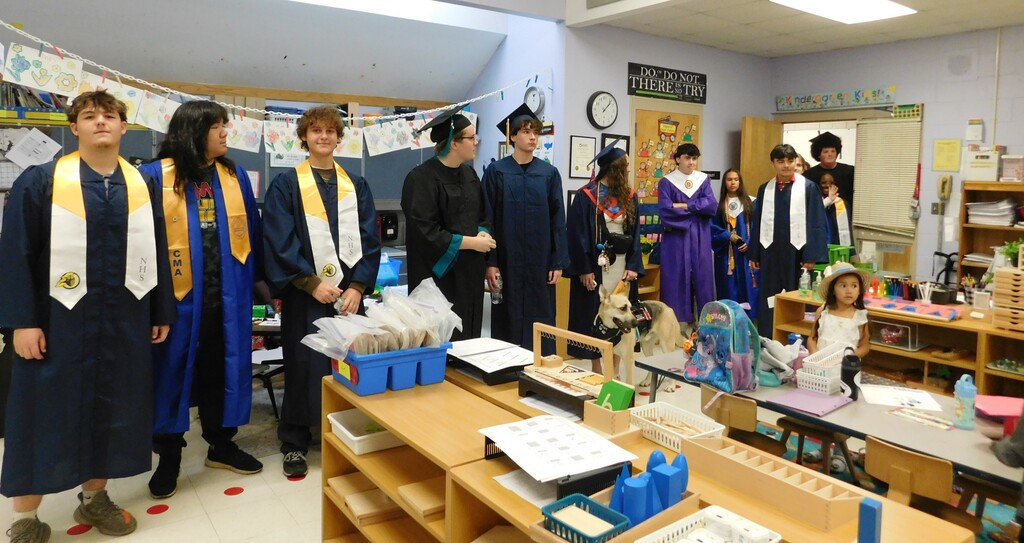 Seniors visiting class