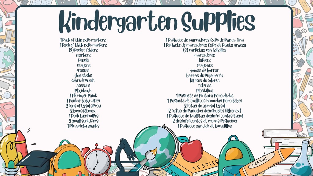 Kindergarten Supply List