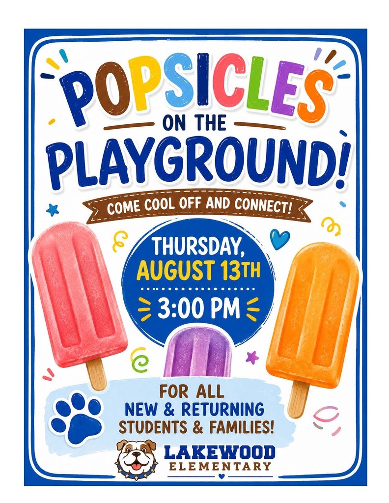 Popsicles on the Playground, Thursday August 13th at 3:00pm