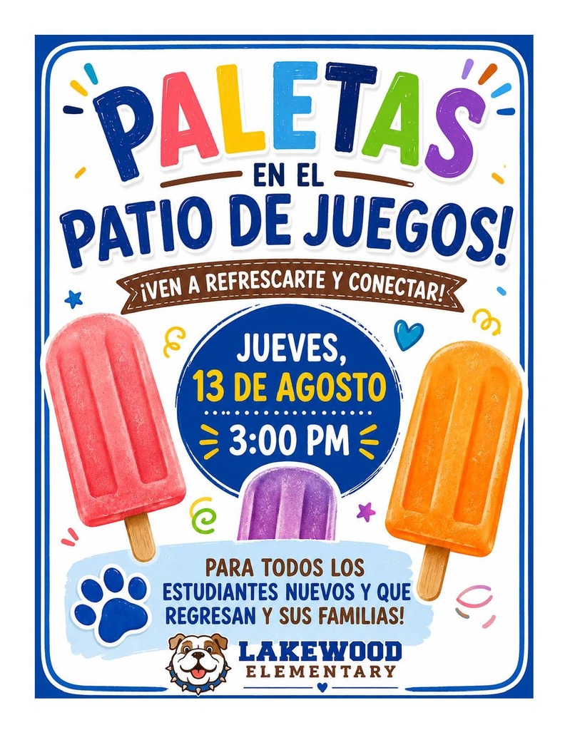 Popsicles on the Playground, Thursday August 13th at 3:00pm