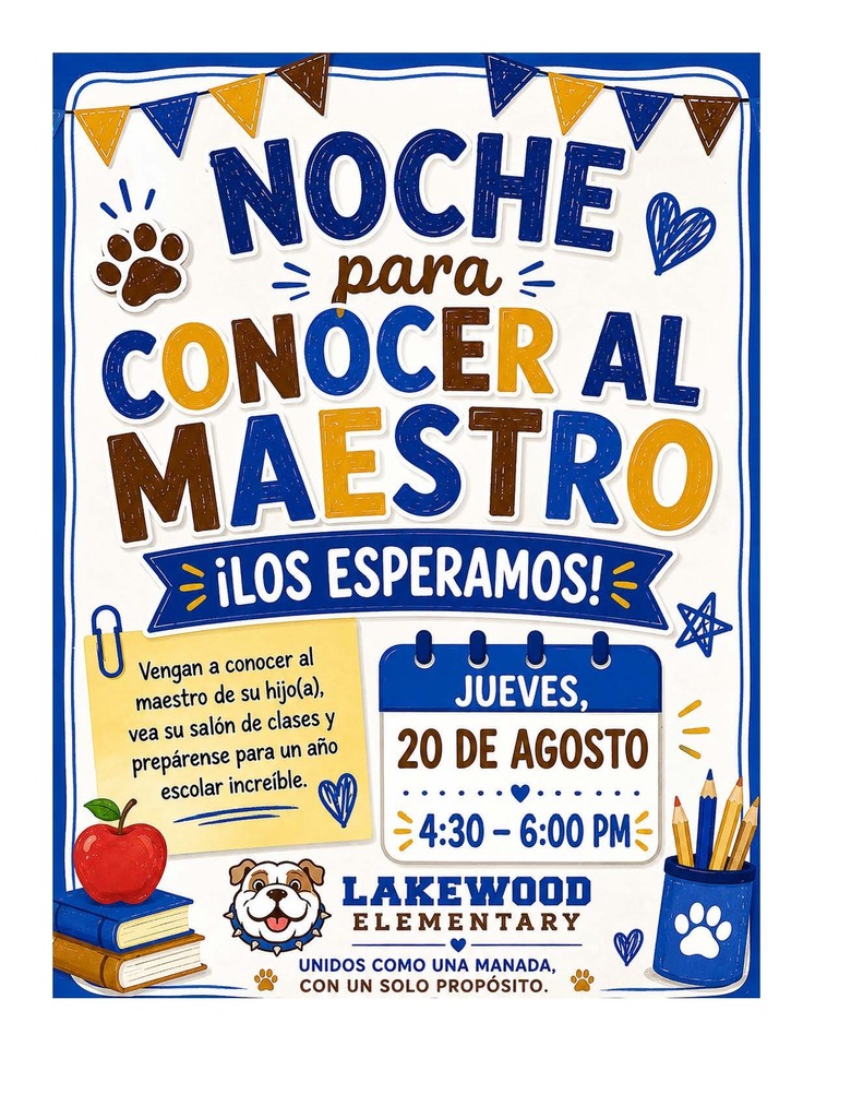 Meet the Teacher Night, August 20th 4:30-6:00pm
