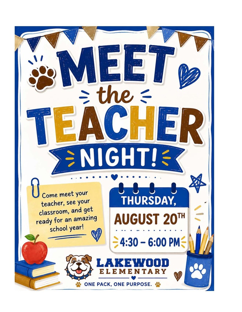 Meet the Teacher Night, August 20th 4:30-6:00pm