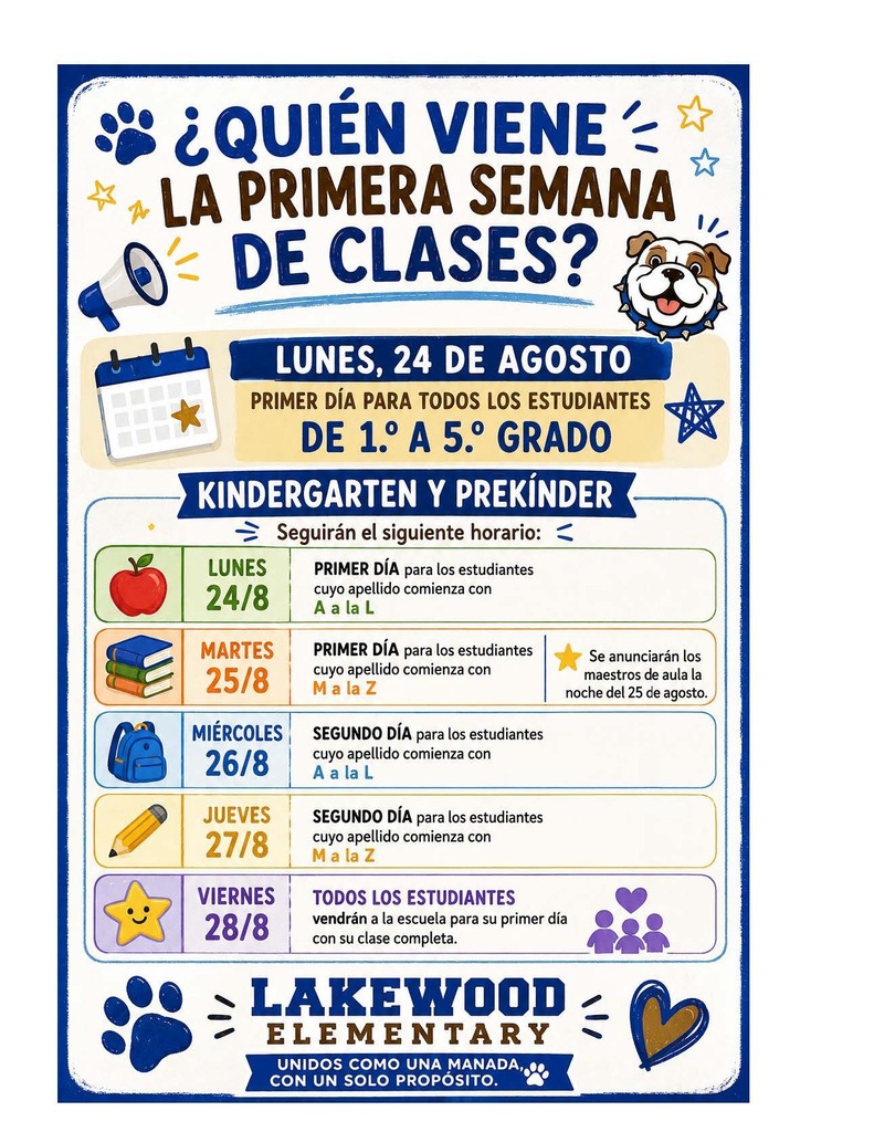 Information about the first week of school