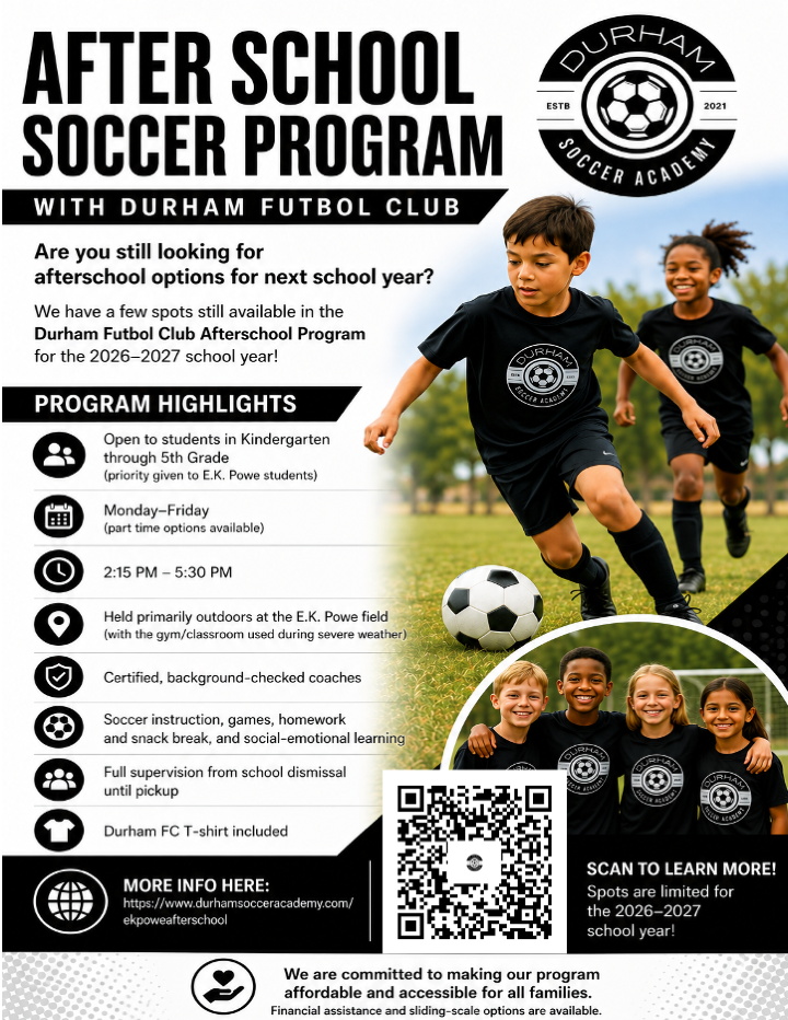 Durham FC after school recruitment flyer