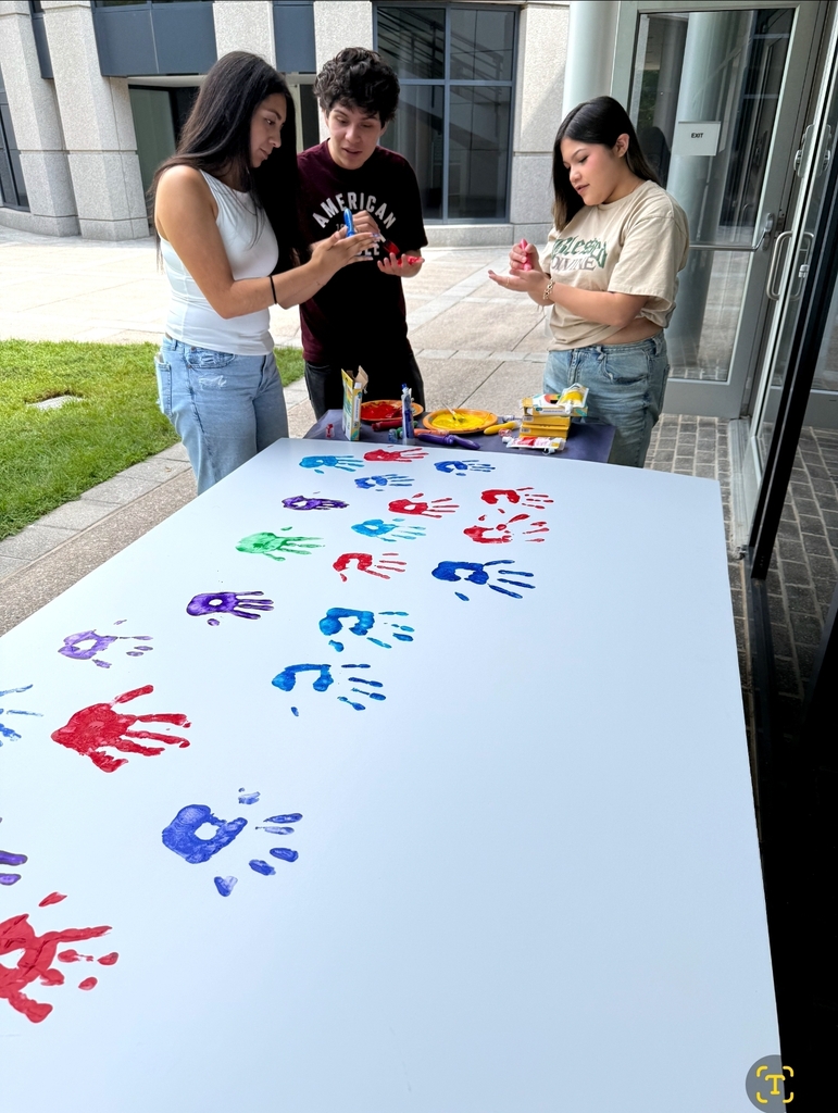 Poster with students handprints