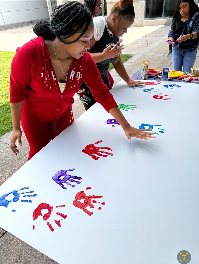 Poster with students handprints