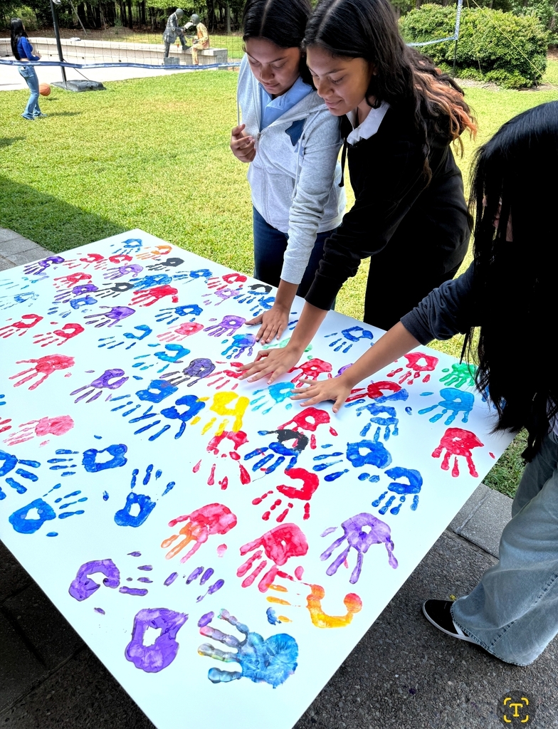 Poster with students handprints
