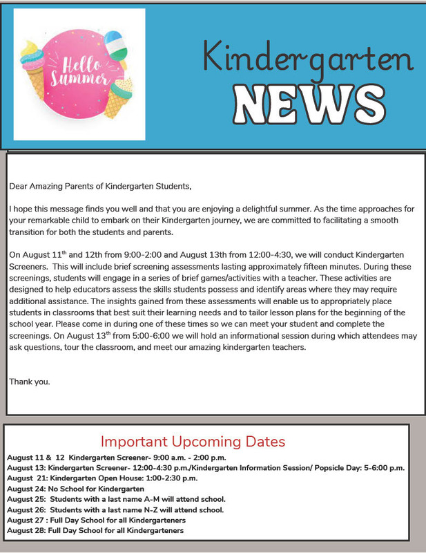 Kindergarten Newsletter in English 