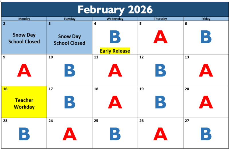 A-B Calendar for February