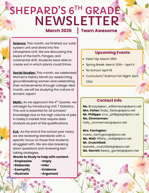 6th Grade NewsLetter
