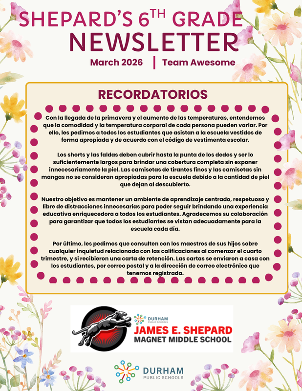 Boletín de 6.º grado