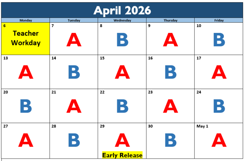 A-B Calendar for April 26