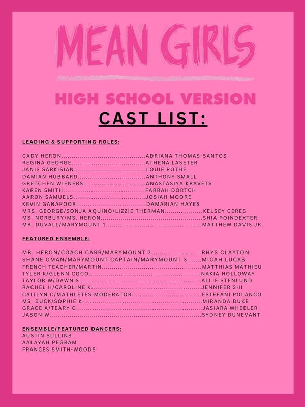Mean Girls Cast List