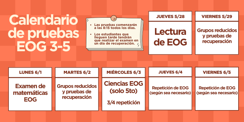 EOG Schedule Spanish