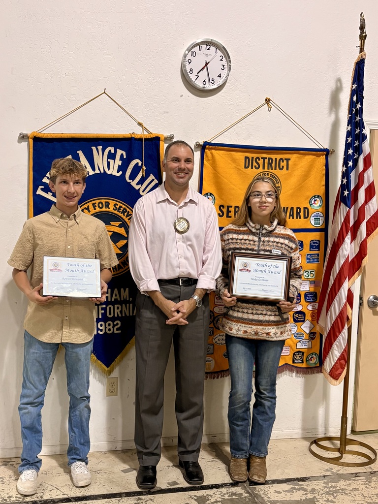  Exchange Clubs students of the Month.  Makayla Dovin and Rowen Turnquist.  