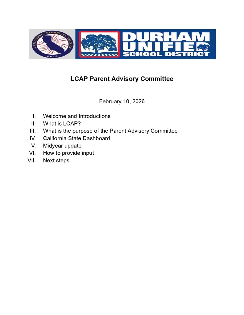 LCAP Parent Advisory Committee Feb