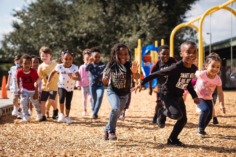 kids running on a playground