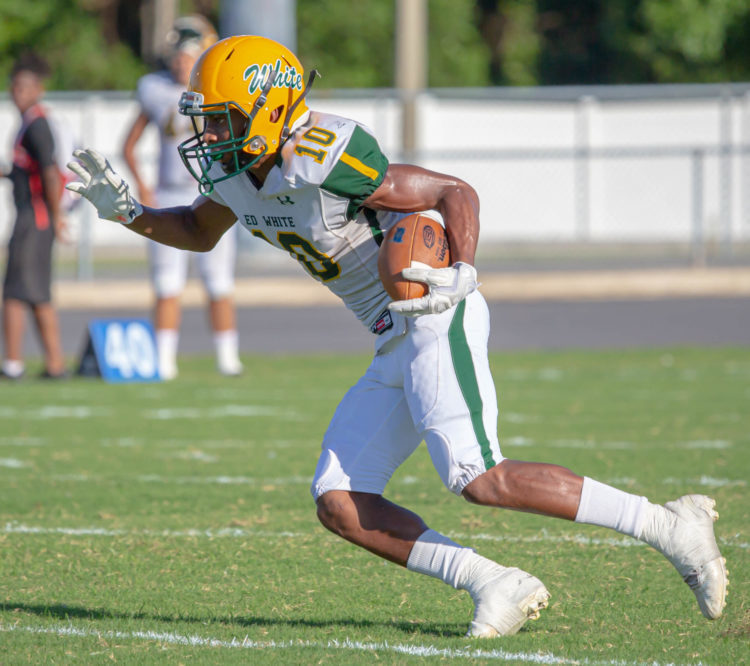 Football player, holding football 