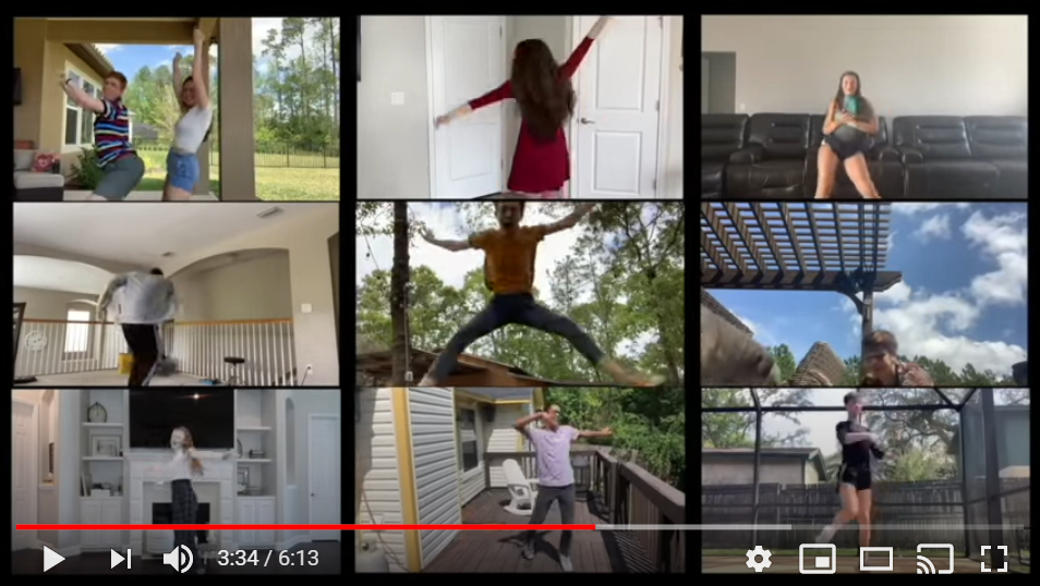 Different images of students dancing