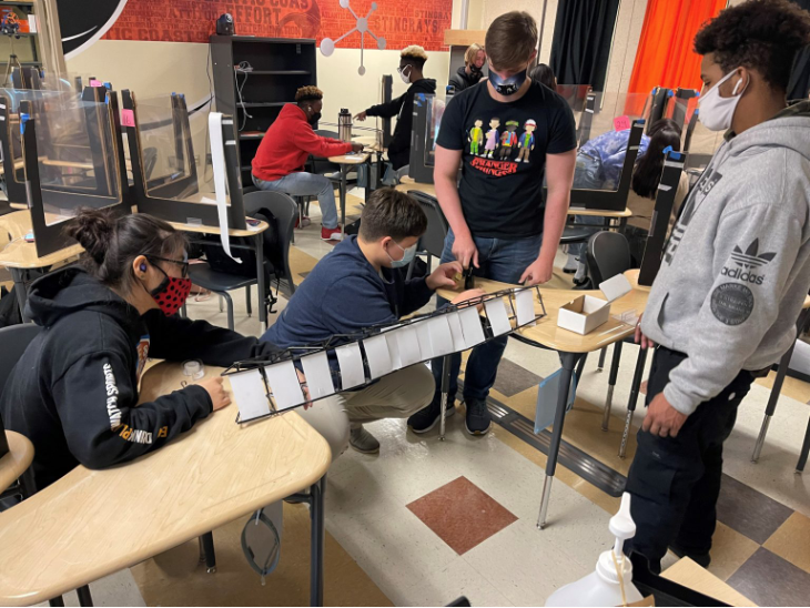 image of JEA Engineering Academy students working on a  project