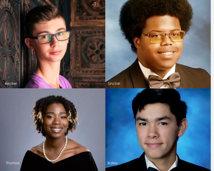 a grid of 4 students 