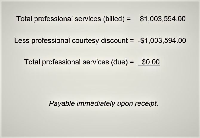 Receipt for professional services.