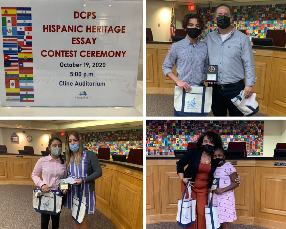 Students pay tribute to their  heros during Hispanic Heritage  Essay Contest Ceremony