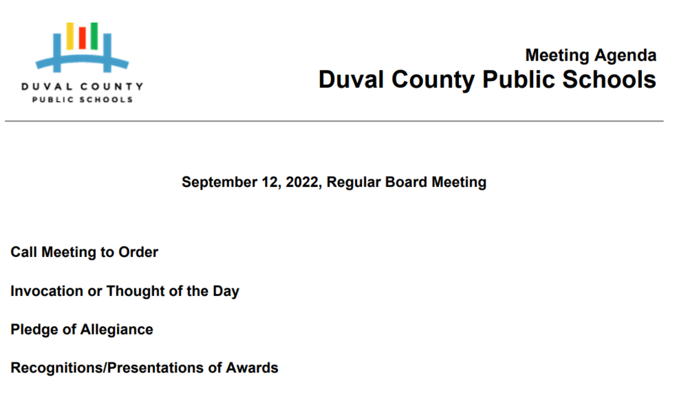 board meeting agenda