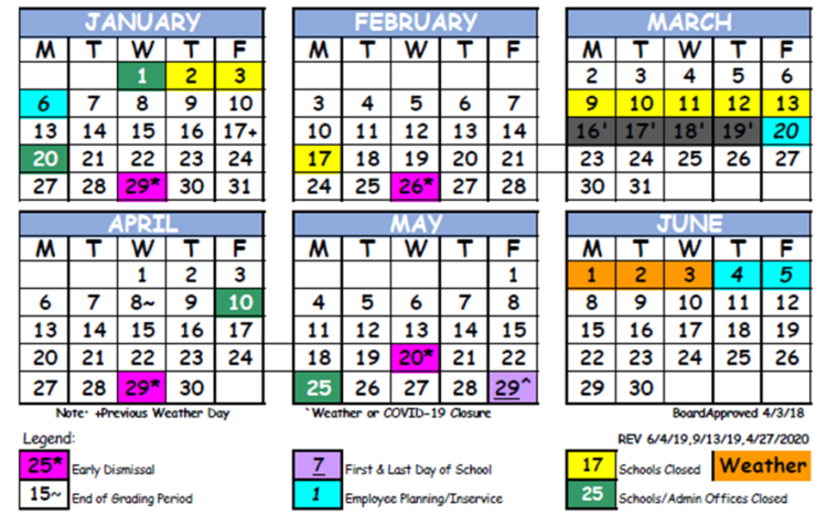 Image of 2019-2020 School Year Calendar