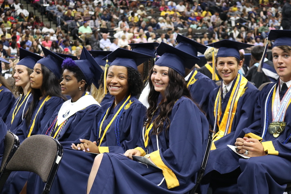 Students at graduation ceremony