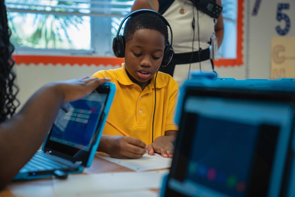 Attendance Success - Northwestern Legends Elementary student on laptop