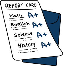 This is a clipart image of a report card.