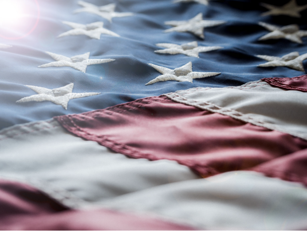 Up-close image of the American flag