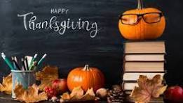 Happy Thanksgiving - Pumpkins, books and pencils.