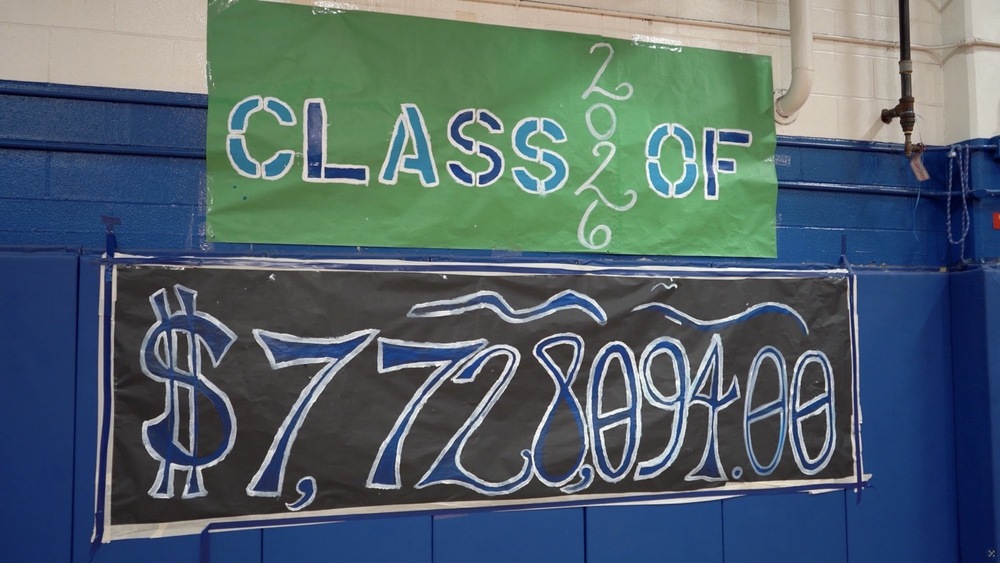 A banner which reads: "Class of 2026, over $7,728,094 in scholarships."
