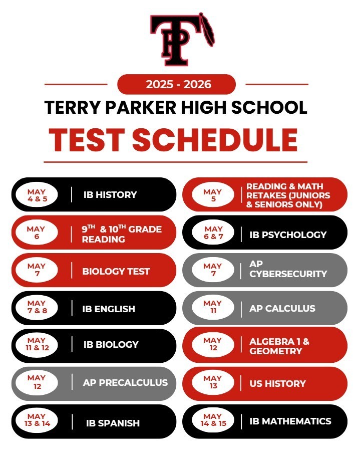 TPHS Test Schedule 2026