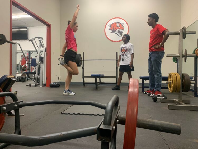 students at the school gym