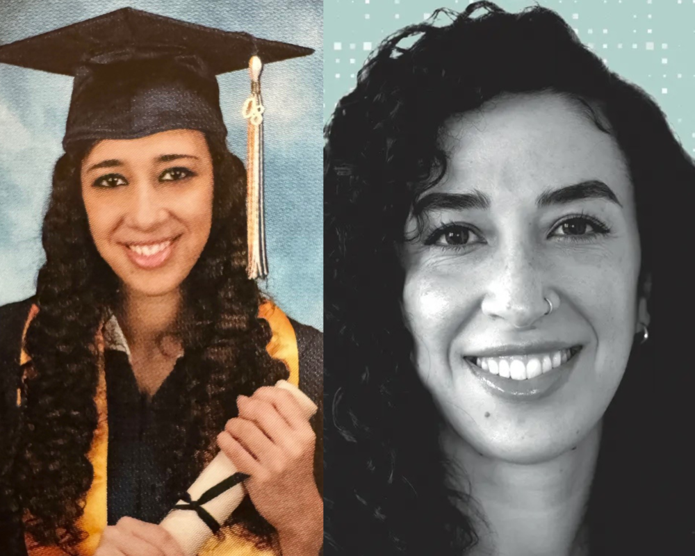 Paxon graduate Dr. Heidy Khlaaf pictured in 2008 and in present day